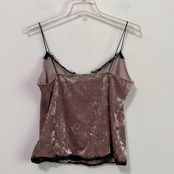 Guess Chela Cami Top L Crushed Velvet Pink‎ Lace Trim Festival Y2K Summer FLAW - Picture 8 of 11